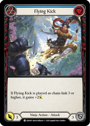 Flying Kick (Blue) (1st Edition Rainbow Foil) [Crucible of War]
