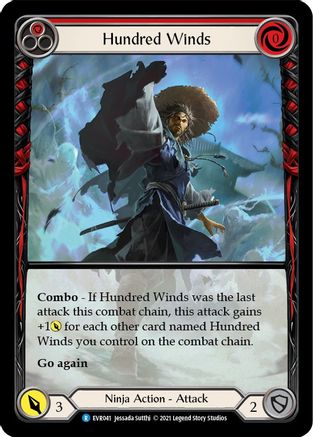 Hundred Winds (Red) (Extended Art) (1st Edition Rainbow Foil) [Everfest]